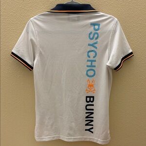 Psycho Bunny White Polo Shirt Skull Logo Graphic Back Size 2